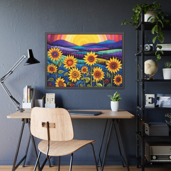 Whimsical Sunflower Field Art Framed Poster