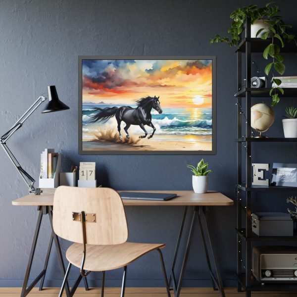 93854-82.jpg Horse Galloping On Beach Framed Poster