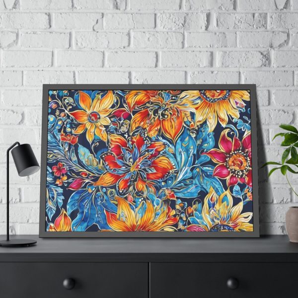 Batik Flowers Pattern Framed Poster