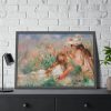 Girls in the Grass Arranging a Bouquet by Pierre-Auguste Renoir Framed Poster