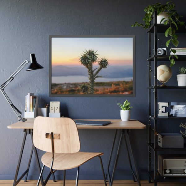 Sunset With Cactus Framed Poster