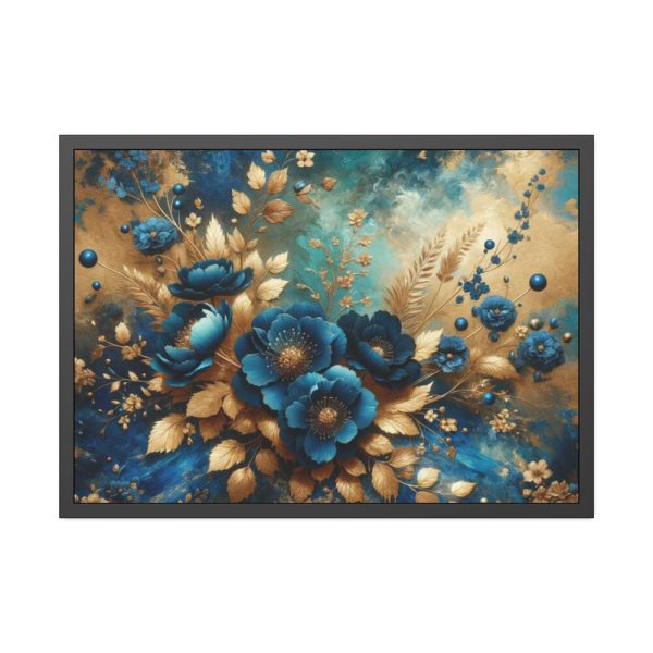 93855-159.jpg Rich Blue Flowers and Gold Accents Framed Poster