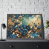 93855-162.jpg Rich Blue Flowers and Gold Accents Framed Poster