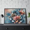 Vibrant Golden Flowers With a Glossy Metallic Finish Framed Poster