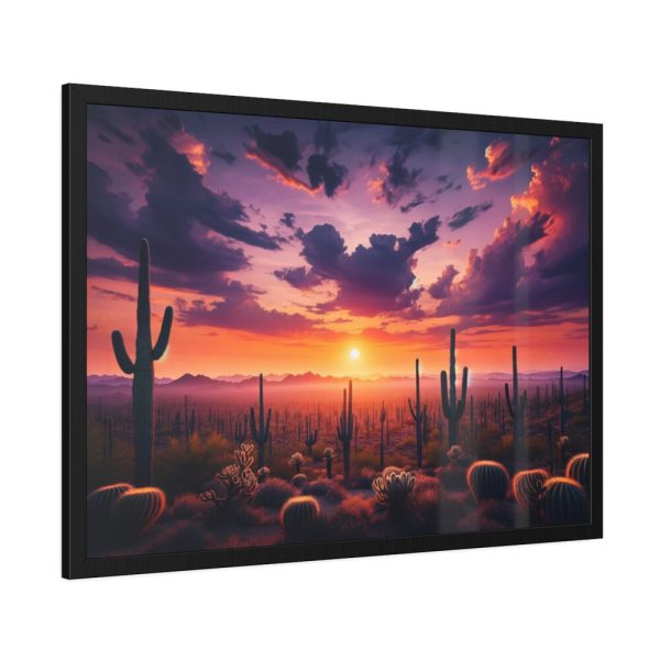 93855-200.jpg Cacti and Red Sky in Desert Framed Poster