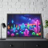 93855-206.jpg Multicolor Bioluminescent Neon Cacti in Desert Framed Poster