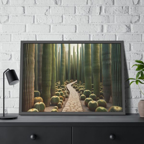 Walkway Meandering Through a Forest of Organ Pipe Cactus Framed Poster