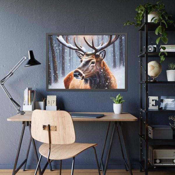 93855-285.jpg Deer Christmas Winter Forest Framed Poster
