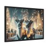 93855-292.jpg Two Reindeer Amid the Magical Glow of a Wintery Framed Poster