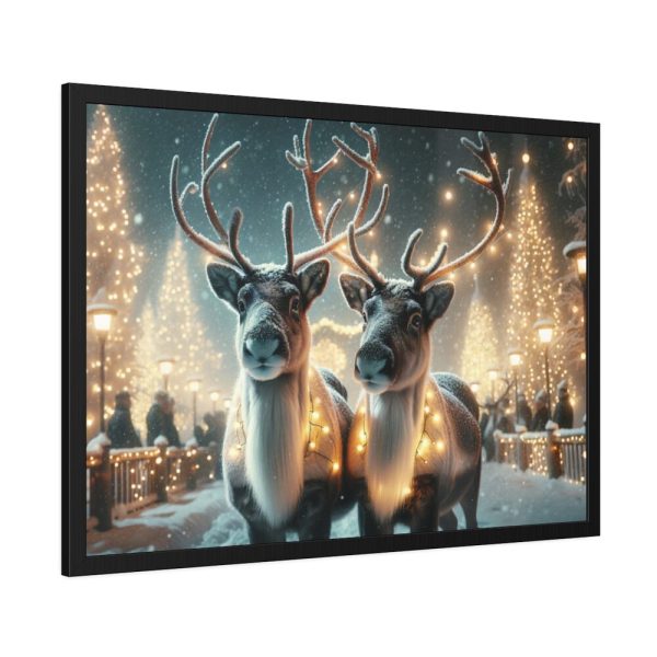 93855-292.jpg Two Reindeer Amid the Magical Glow of a Wintery Framed Poster