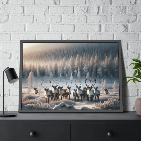 93855-302.jpg Reindeer in a Snowy Landscape Framed Poster
