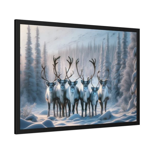 93855-304.jpg Six Reindeer in Foreground Framed Poster