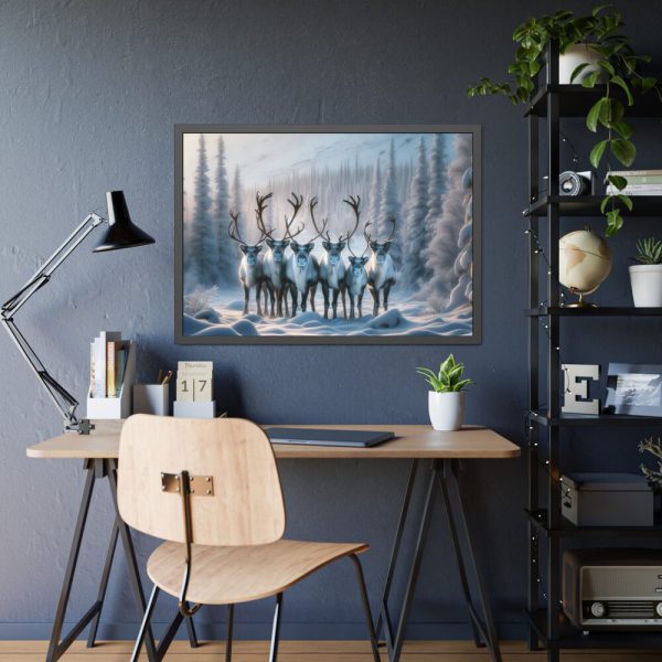 93855-305.jpg Six Reindeer in Foreground Framed Poster