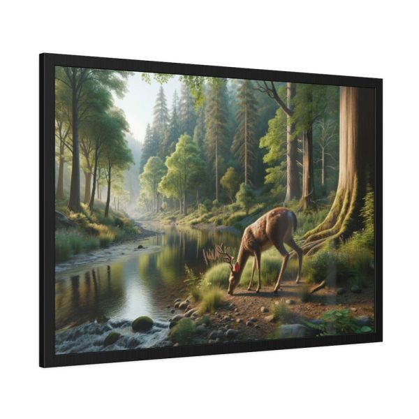 93855-308.jpg Deer By a River In a Forest Framed Poster