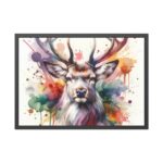 Deer With Vivid Burst of Colors Framed Poster