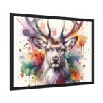 Deer With Vivid Burst of Colors Framed Poster - Image 2
