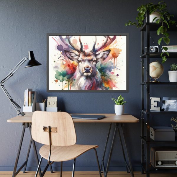 93855-313.jpg Deer With Vivid Burst of Colors Framed Poster