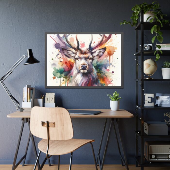 Deer With Vivid Burst of Colors Framed Poster - Image 3