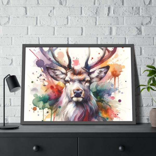 93855-314.jpg Deer With Vivid Burst of Colors Framed Poster