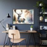 Watercolor Image of a Stag Framed Poster - Image 3