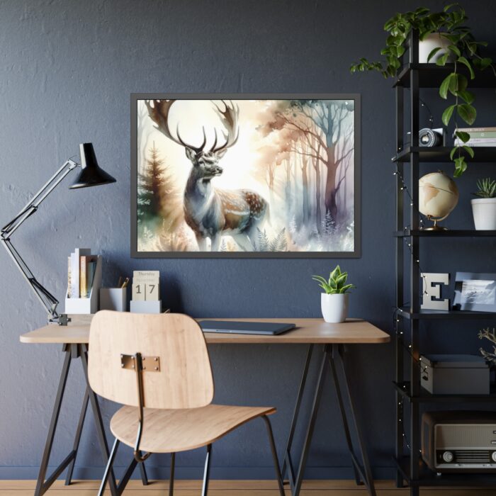 Watercolor Image of a Stag Framed Poster - Image 3