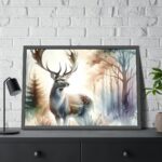 Watercolor Image of a Stag Framed Poster - Image 4