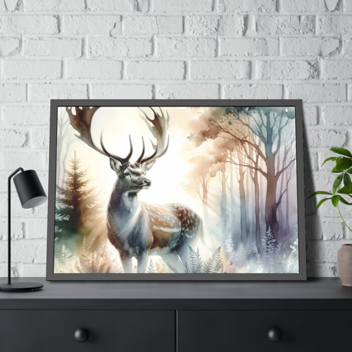 Watercolor Image of a Stag Framed Poster - Image 4