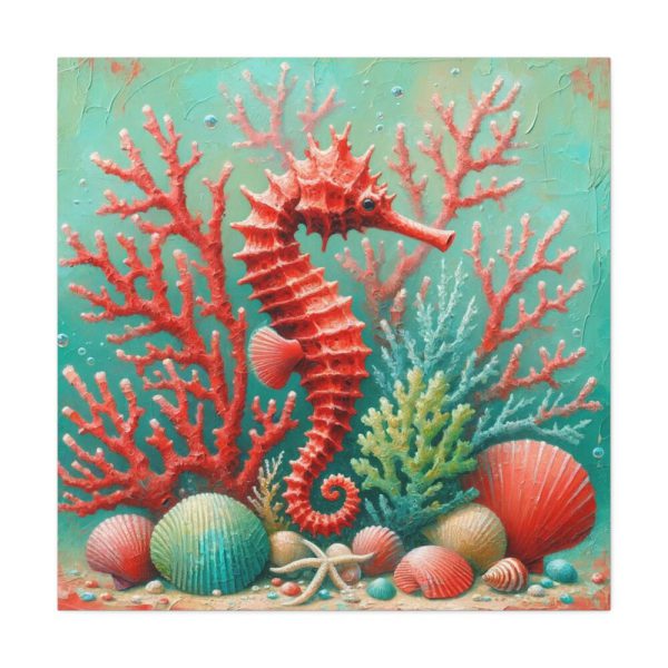 101419-36.jpg Underwater Scene With a Red Coral Reef and Seashells Standard Canvas