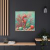 101419-38.jpg Underwater Scene With a Red Coral Reef and Seashells Standard Canvas