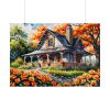 101875-166.jpg Old Fashioned Rustic Cottage in a Flower Garden Poster