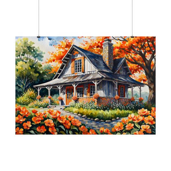 101875-166.jpg Old Fashioned Rustic Cottage in a Flower Garden Poster
