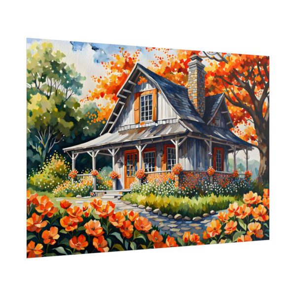 101875-167.jpg Old Fashioned Rustic Cottage in a Flower Garden Poster