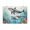 101875-236.jpg Watercolor Whales Under The Sea Poster
