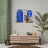 Blue Door and Pink Flower Poster