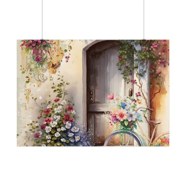 Watercolor Floral Front Door Bike Poster