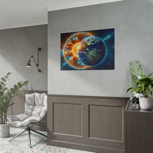 Planets Earth and Sun in Space Poster