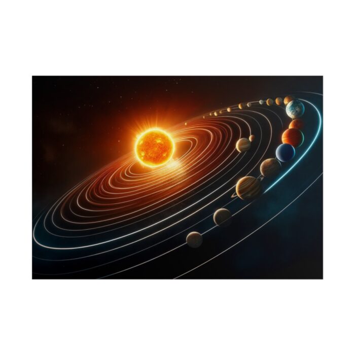Vibrant Depiction of Solar System in Horizontal Format Poster - Image 11