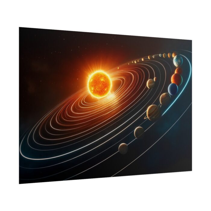 Vibrant Depiction of Solar System in Horizontal Format Poster - Image 13