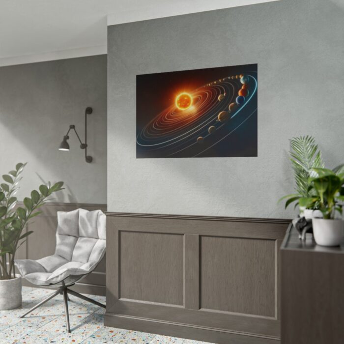 Vibrant Depiction of Solar System in Horizontal Format Poster - Image 15