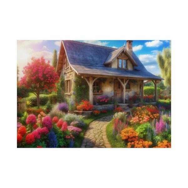 101875-50.jpg Flower Garden With Cottage Poster