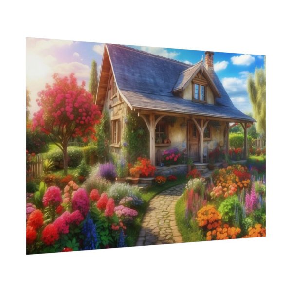 101875-52.jpg Flower Garden With Cottage Poster