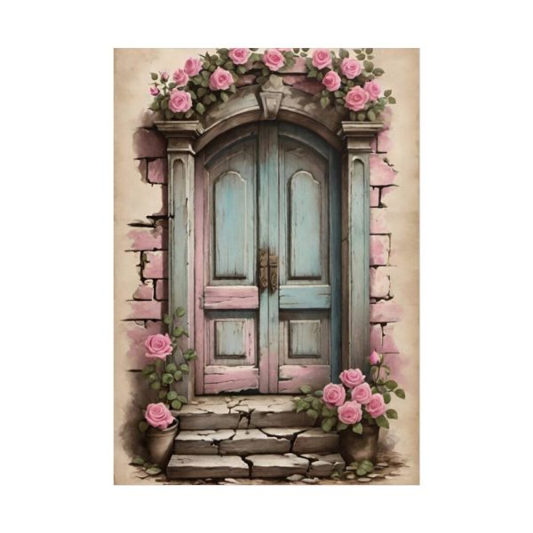 101894-105.jpg Old Door And Pink Roses Poster