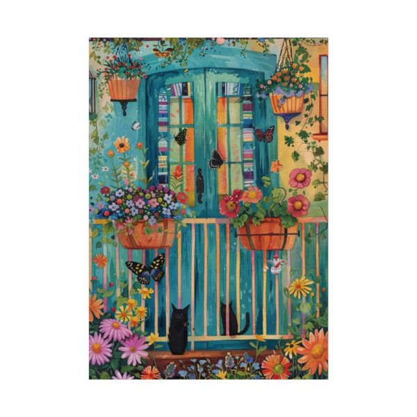 101894-115.jpg Blue Door With Black Cats Poster