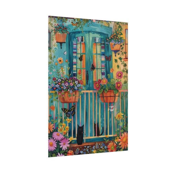 101894-117.jpg Blue Door With Black Cats Poster