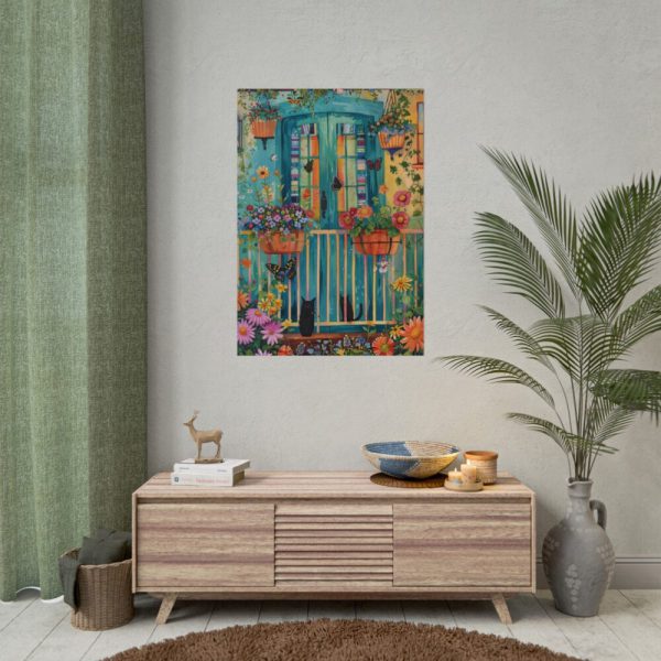 101894-118.jpg Blue Door With Black Cats Poster