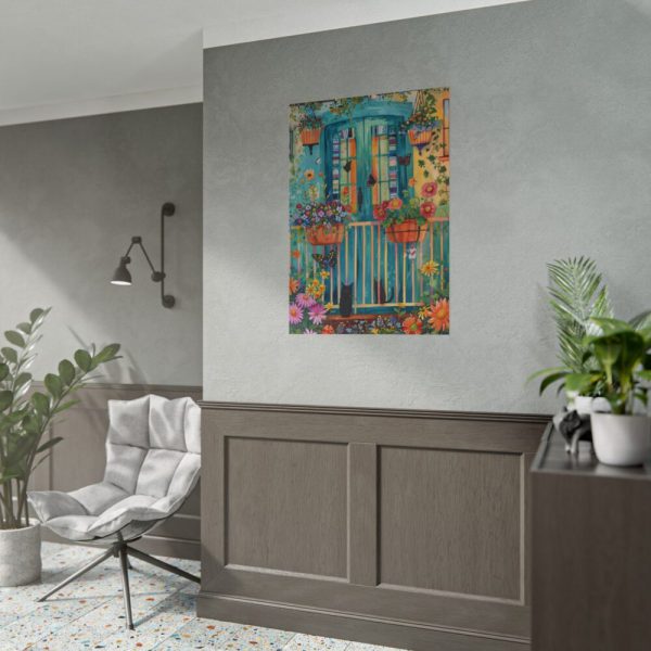 101894-119.jpg Blue Door With Black Cats Poster