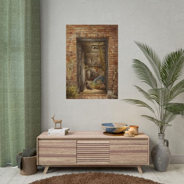 101894-73.jpg Brick Wall with Open Door and Shovel by Elizabeth Murray Poster