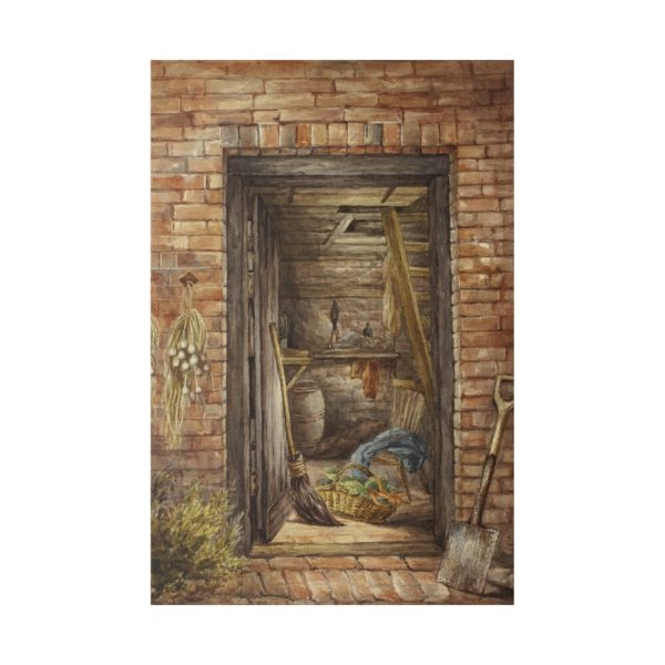 82237-13.jpg Brick Wall with Open Door and Shovel by Elizabeth Murray Standard Canvas