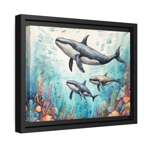 88280-11.jpg Watercolor Whales Under The Sea Framed Canvas