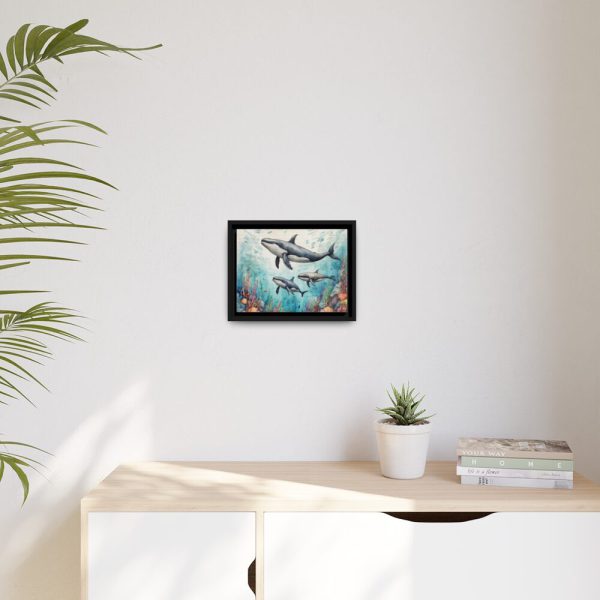 88280-13.jpg Watercolor Whales Under The Sea Framed Canvas